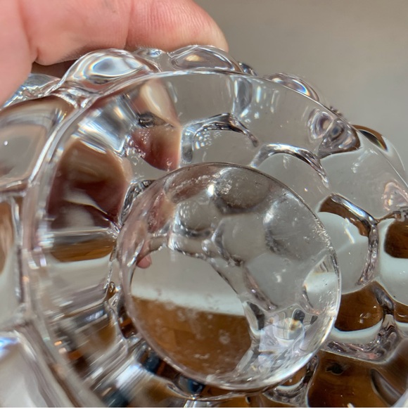 Pair of Orrefors Clear Crystal Raspberry Bubble Tea Light Votive Candle Holder - Picture 4 of 6
